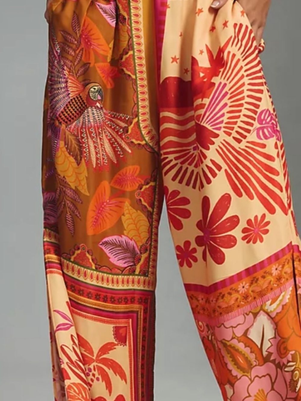 FARM RIO Forest Mixed Scarves Chemise Shirt Dress and Wide-Leg Pants Set - Picture 10 of 12